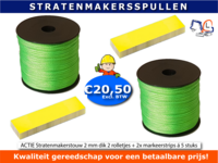 ACTIE Stratenmakerstouw 2 mm dik 2 rolletjes + 2x markeerstrips &aacute; 5 stuks