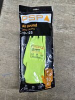 PSP handschoen fluorgeel/zwart goed zichtbaar 9 paar MT 10