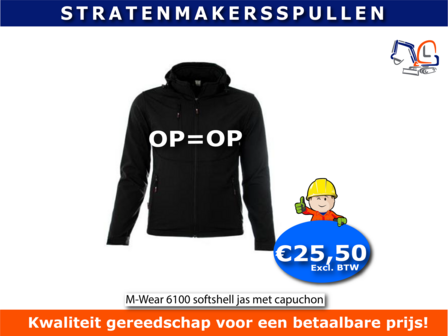 M-Wear 6100 softshell jas met capuchon OP=OP