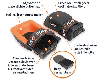 Kniebeschermers Fento original oranje met GRATIS 1 EK VOETBAL per bestelling