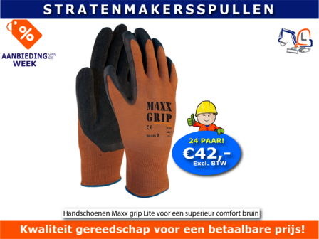 Handschoenen Maxx grip Lite voor een superieur comfort bruin 24 paar actie!