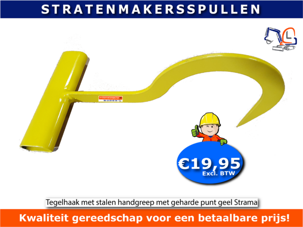 Tegelhaak Orit met stalen handgreep met geharde punt geel