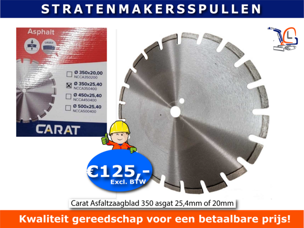 Carat Asfaltzaagblad 350 asgat 25,4mm of 20mm