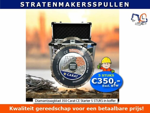 Diamantzaagblad 350 Carat CE Starter 5 STUKS in koffer OP=OP