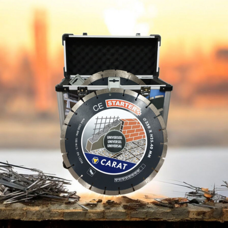 Carat Diamantzaagblad CE Starter 350 mm – 5 stuks in koffer – Universeel voor Motordoorslijper