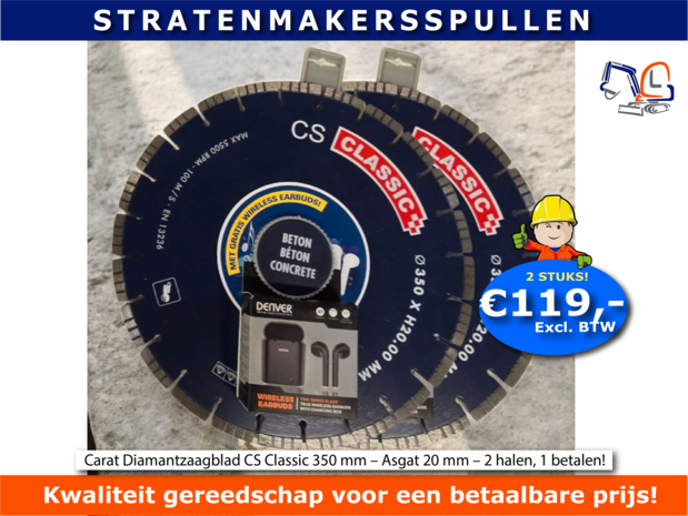 Carat Diamantzaagblad CS Classic 350 mm – Asgat 20 mm – 2 HALEN, 1 BETALEN!