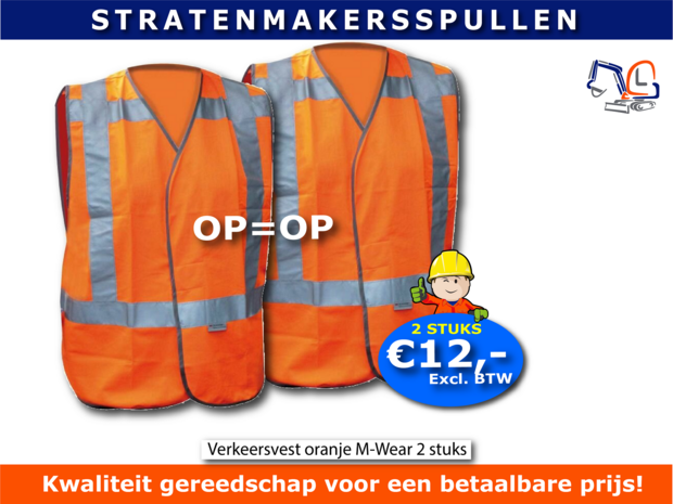 Verkeersvest oranje M-Wear maat XL/XXL 2 stuks