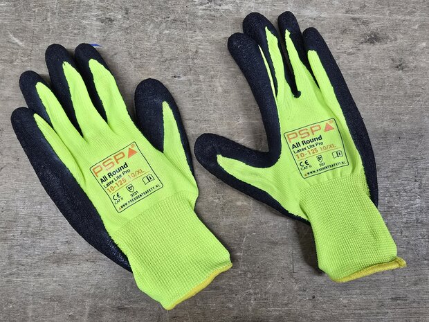 PSP handschoen fluorgeel/zwart goed zichtbaar 9 paar MT 10