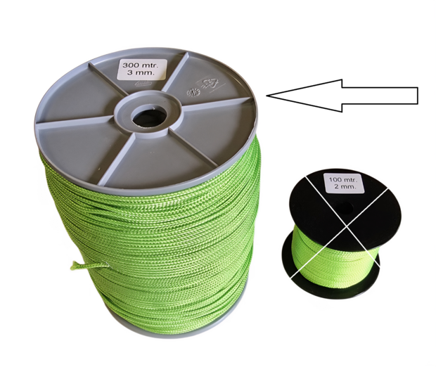 Stratenmakerstouw fluor oranje of groen 3 mm 300m