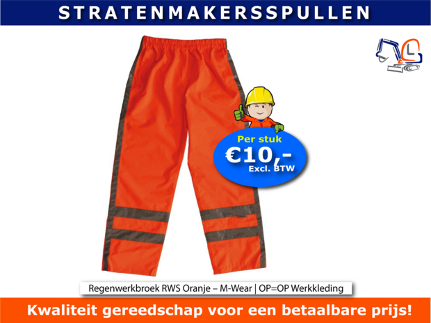 Regenwerkbroek RWS Oranje &ndash; M-Wear | OP=OP Werkkleding