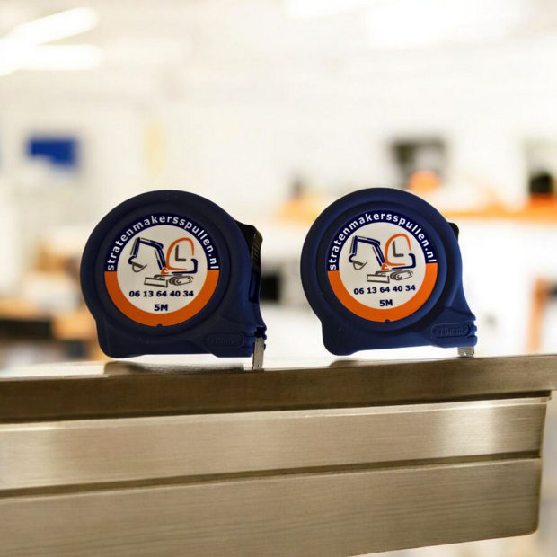 Rolmaat 5 m STRAMA met rubber kast BLAUW 2 STUKS