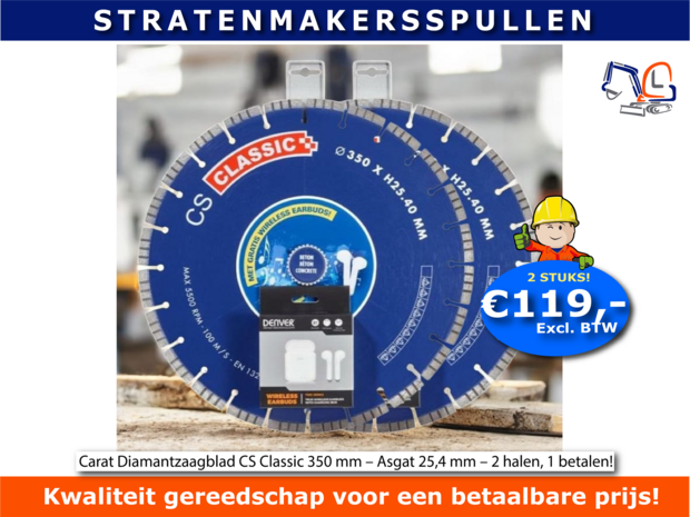 Carat Diamantzaagblad CS Classic 350 mm &ndash; Asgat 25,4 mm &ndash; 2 HALEN, 1 BETALEN!
