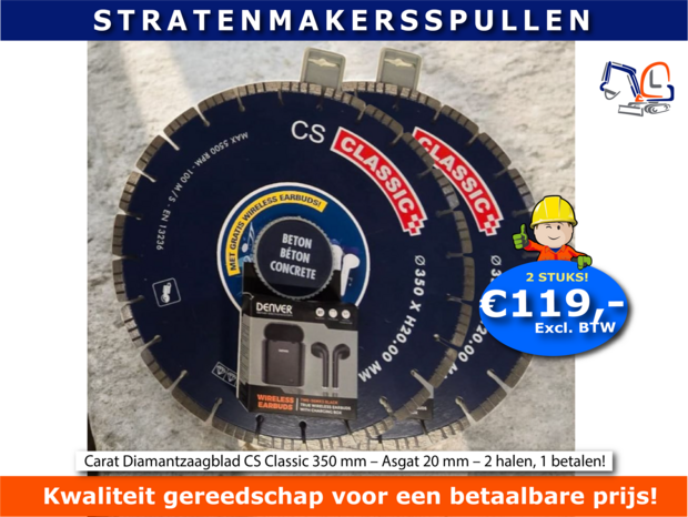 Carat Diamantzaagblad CS Classic 350 mm &ndash; Asgat 20 mm &ndash; 2 HALEN, 1 BETALEN!