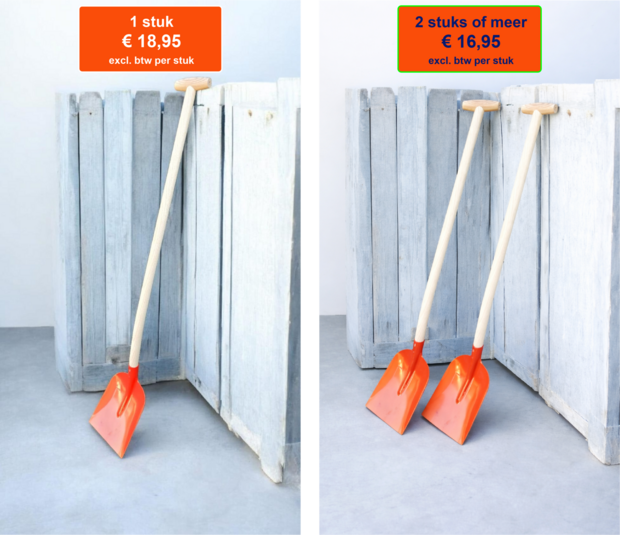 Schop met schopsteel 110 cm rood met kruk